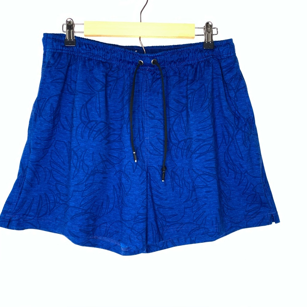 Chubbies Men’s Botanical Leaf Print Unlined Athletic Shorts in Blue Size X-Large